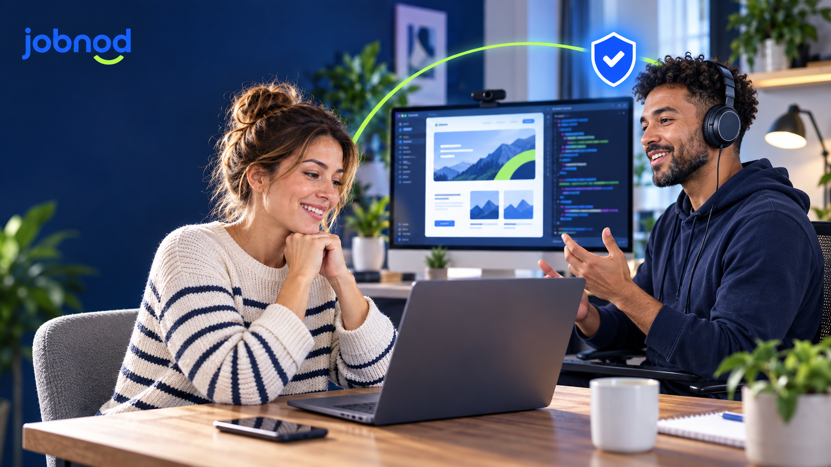 Professional reviewing an ATS-friendly CV while working on a laptop